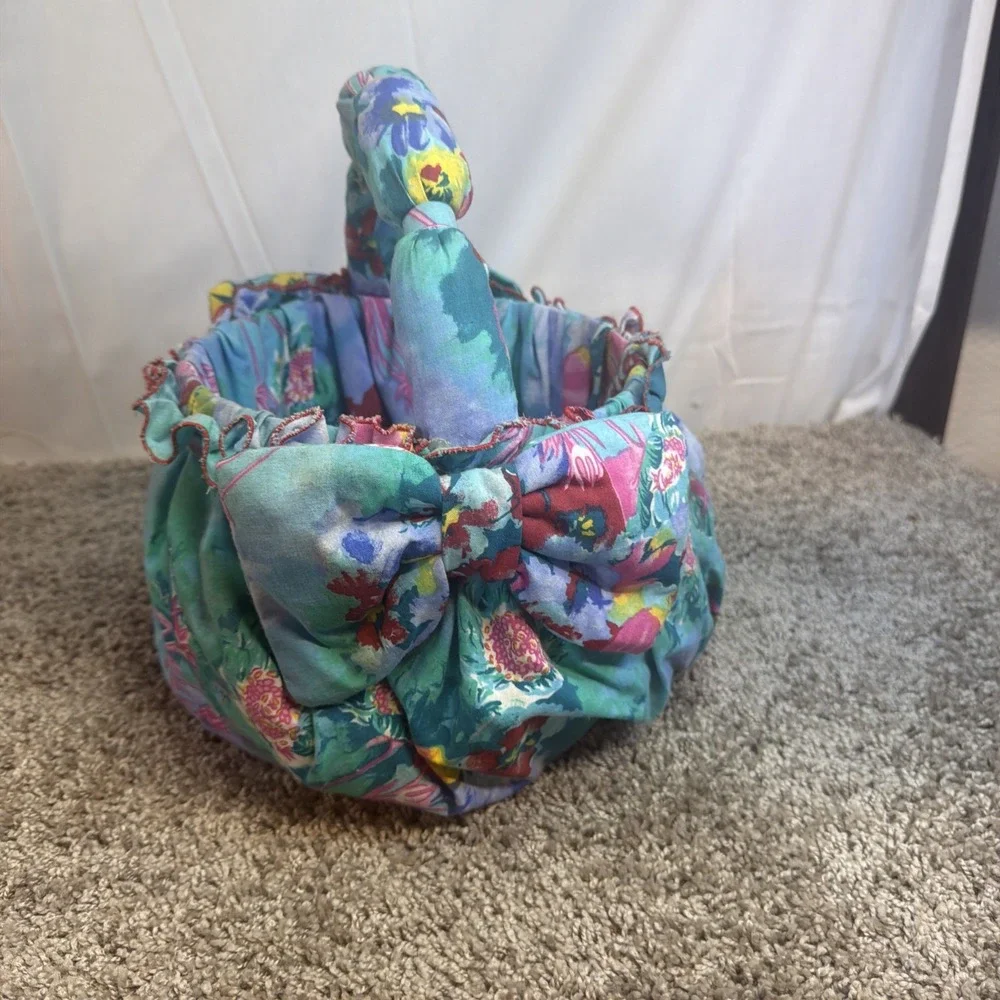 Large Handmade Fabric Basket~Country Kitchen~Farmhouse ~ Flower THEMED MATERIALS